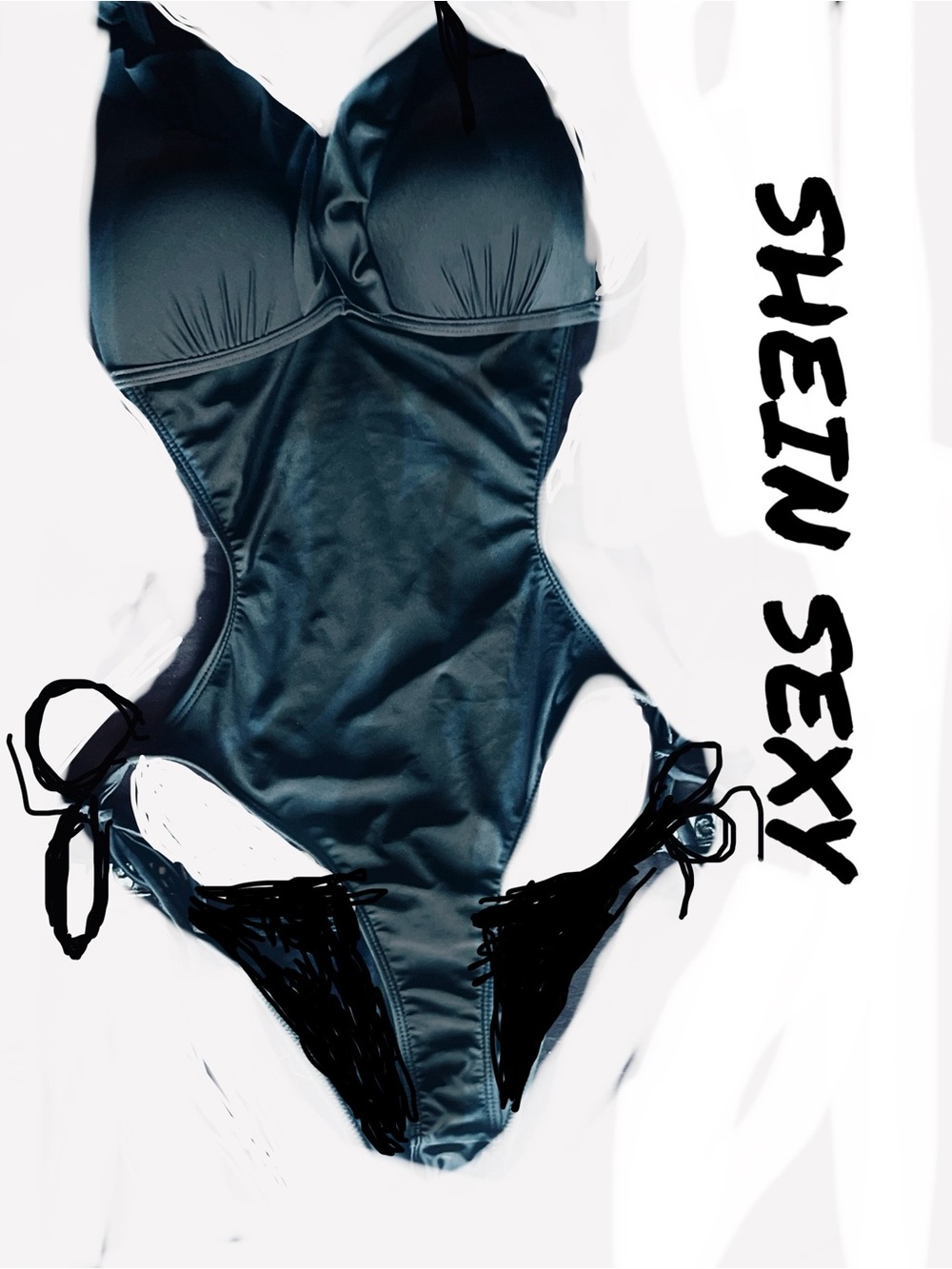 Black sexy One-Piece Cutout Swimsuit